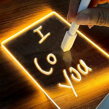 Transparent Luminous LED Night Lights USB Luminous Acrylic Night Light Erasable Write Message Board Calendar Desktop Ornaments